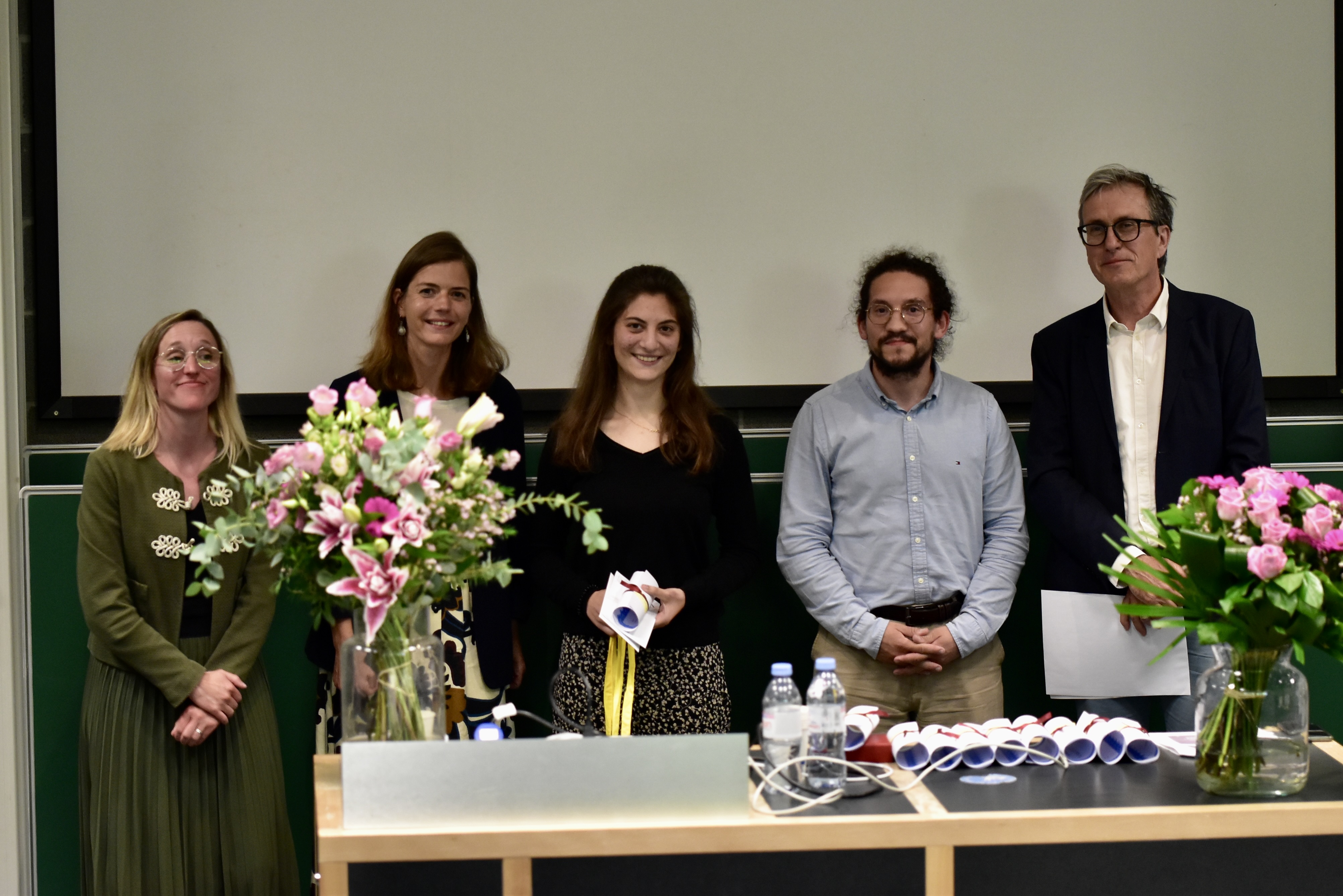Catherine BOULANGER (Larcier) et Émilie MENZ (EUB), Noa Kronfeld, Anthony Rizzo et Pierre Klein